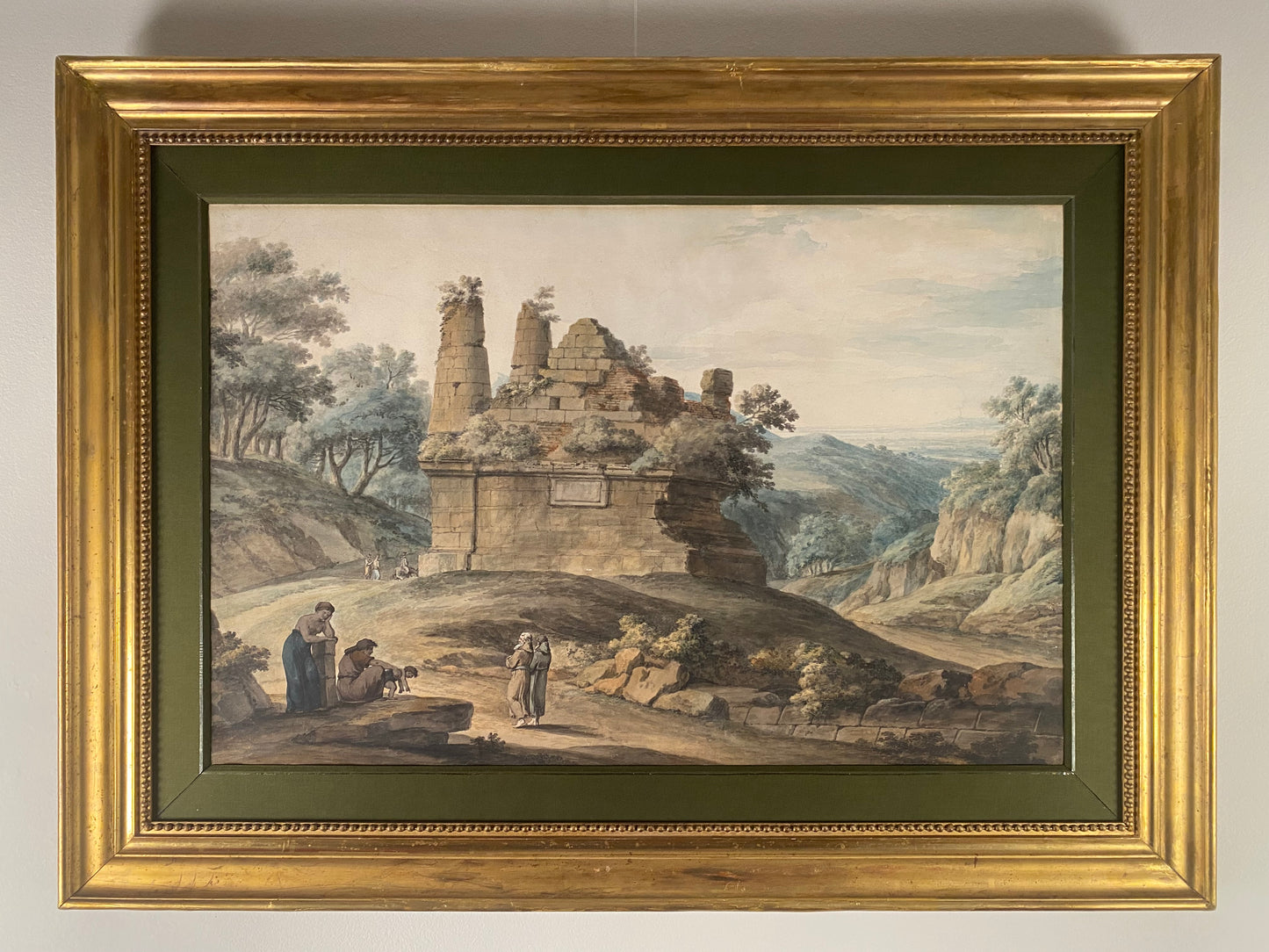 Grand Tour aquarel grafmonument van de Horatiërs aan de via Appia.